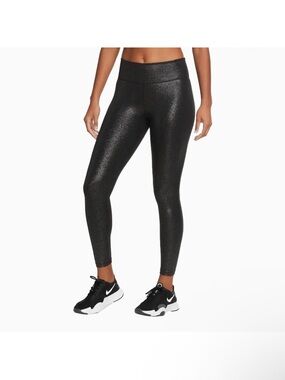 Nike Women’s Black Sparkle Dri-Fit High-Waist Black Shiny Leggings